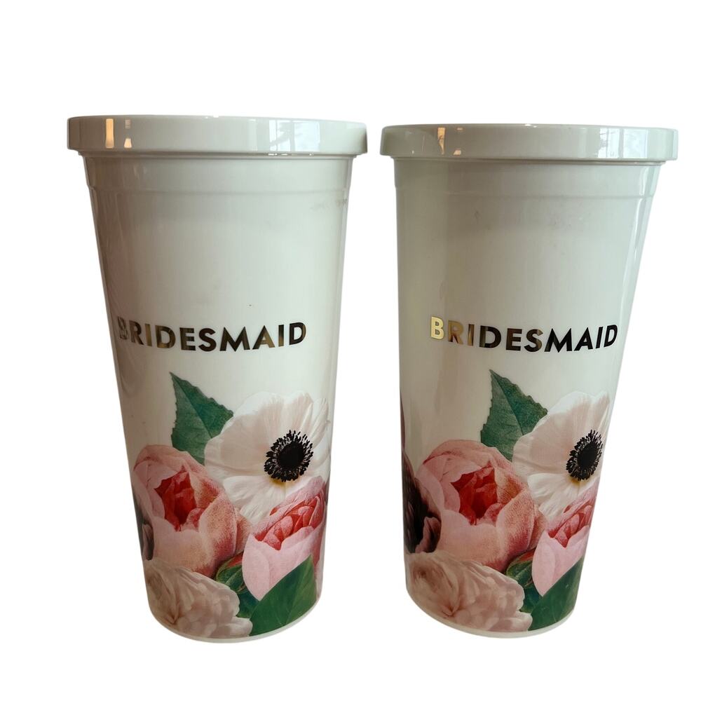 2 Kate Spade New York Bridesmaid Blushing Floral Tumbler set of 2 -24 oz Cups